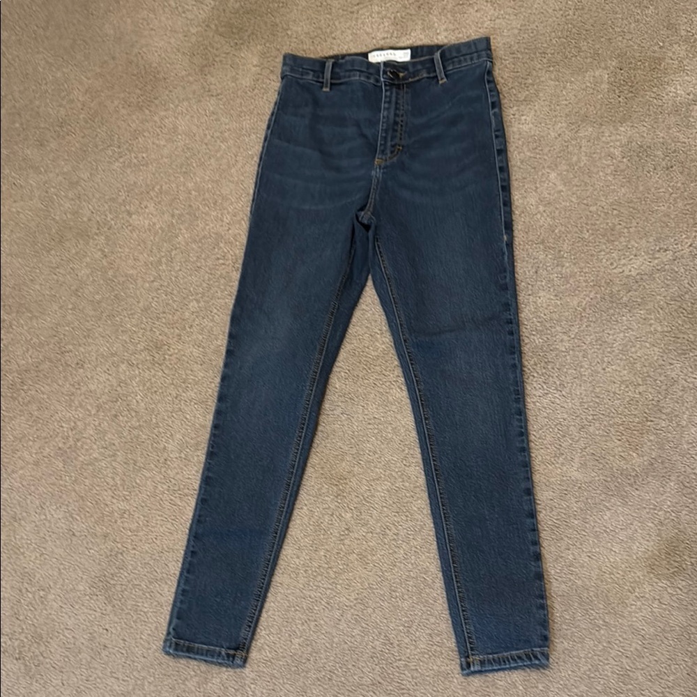 Topshop Blue Skinny Jeans High-Rise Stretch